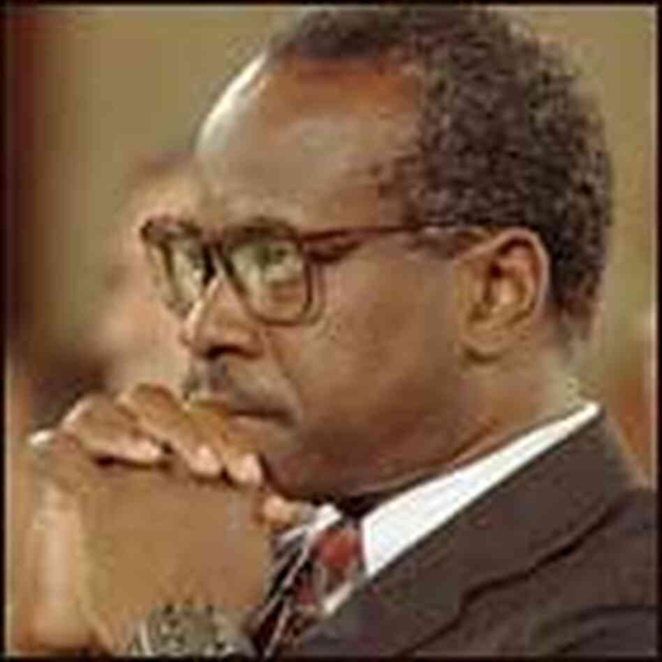 Clarence Thomas during his 1991 confirmation hearings Clarence Thomas during his 1991 confirmation hearings