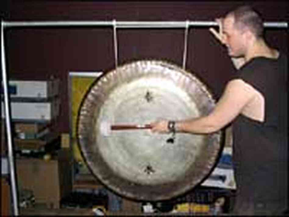 One of many unique instruments in J. Ralph's cavernous studio is this 60-inch gong One of many unique instruments in J. Ralph's cavernous studio is this 60-inch gong