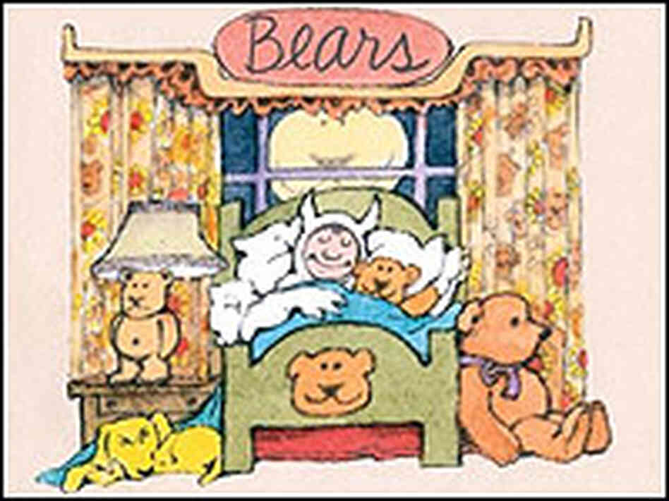 Detail from cover of 'Bears' shows Max snuggled into bed.