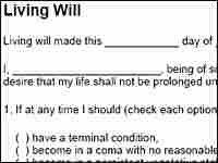 Detail of a sample living will, courtesy of the Medical Association of Georgia. Detail of a sample living will, courtesy of the Medical Association of Georgia.