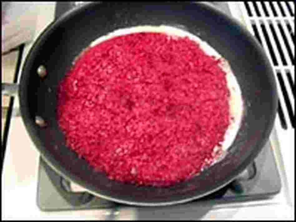 Beets heating in a skillet. Beets heating in a skillet.