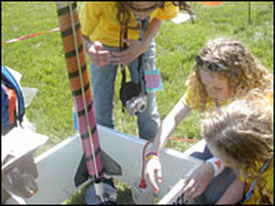 The rocket girls from Grand Forks, N.D. -- twin sisters Courtney and Sarah Thaden and Bryn Putbrese The rocket girls from Grand Forks, N.D. -- twin sisters Courtney and Sarah Thaden and Bryn Putbrese