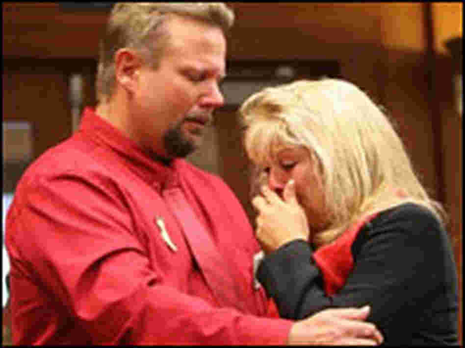 Debbie Smith and her husband, Greg, wore red to the Butte County court house in honor of Matthew. Debbie Smith and her husband, Greg, wore red to the Butte County court house in honor of Matthew.