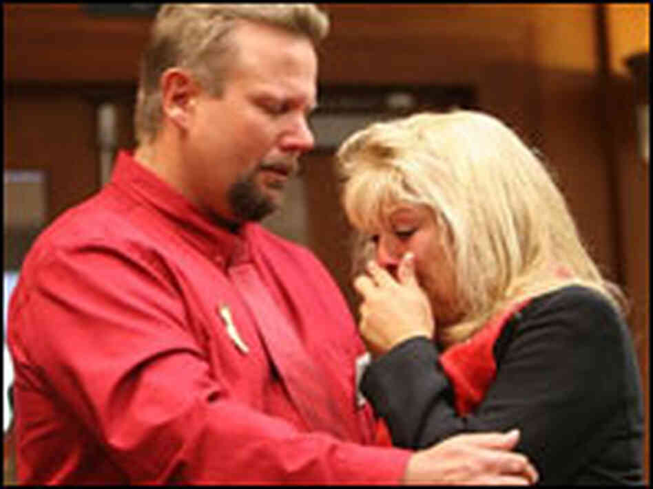 Debbie Smith and her husband, Greg, wore red to the Butte County court house in honor of Matthew. Debbie Smith and her husband, Greg, wore red to the Butte County court house in honor of Matthew.