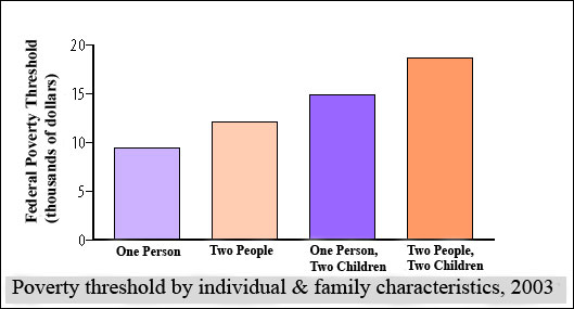 Poverty threshold by individual and family characteristics, 2003