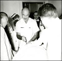 Dr. Walter Freeman operating on a patient, c. 1950.