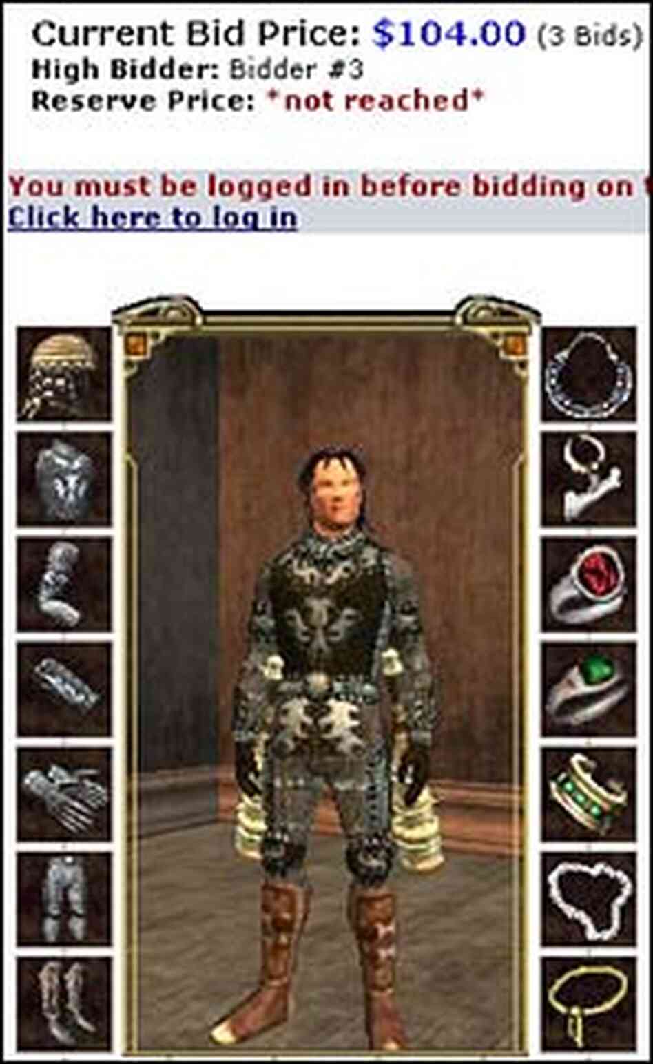 An online auction for a virtual human character in 'EverQuest II.'