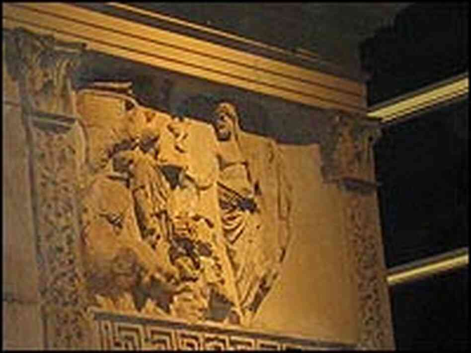 A detail from the 'Ara Pacis,' carved in the first century B.C. to celebrate Roman triumphs. A detail from the 'Ara Pacis,' carved in the first century B.C. to celebrate Roman triumphs.
