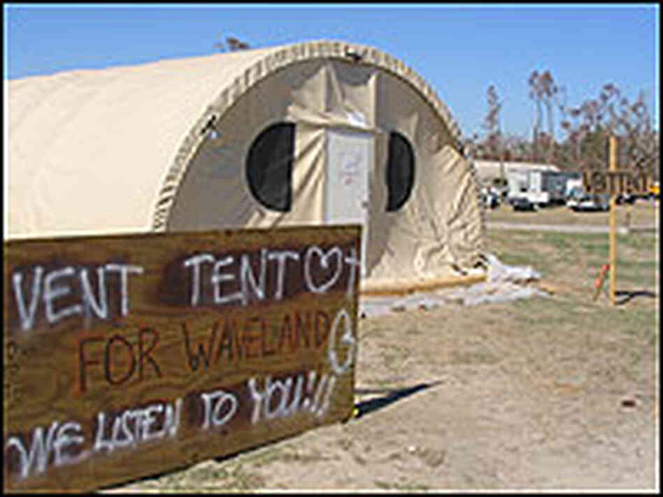 The "Vent Tent" in Waveland, Mississippi. The "Vent Tent" in Waveland, Mississippi.