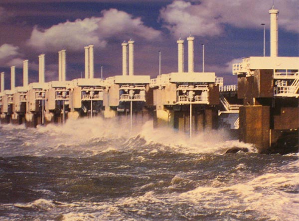 Weathering a North Sea storm with the surge barriers closed.