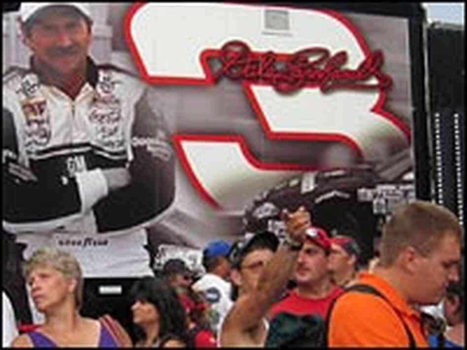 Souvenir stand with large photo of Dale Earnardt. Souvenir stand with large photo of Dale Earnardt.