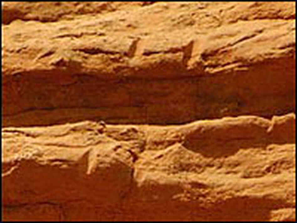A close-up of the grooves on Delicate Arch.