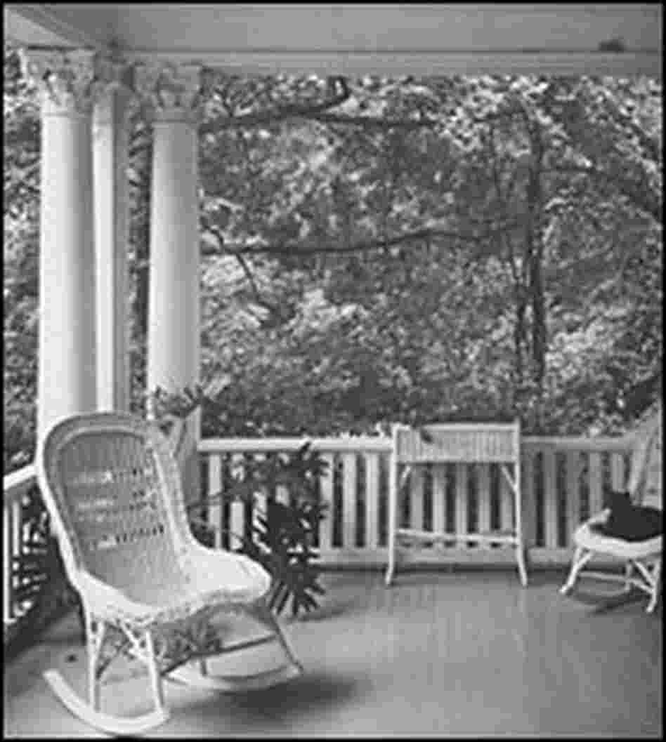 The front porch of a home in Hillsborough, N.C., 