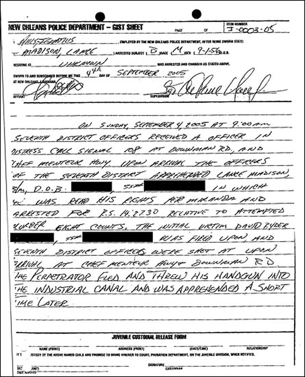 The Madison family lawyer notes that the three lines were added to the Gist Sheet