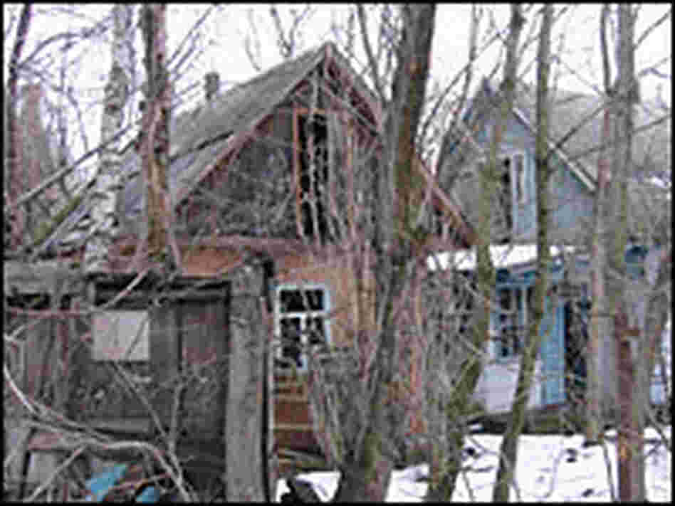 Empty village houses inside Chernobyl's exclusion zone