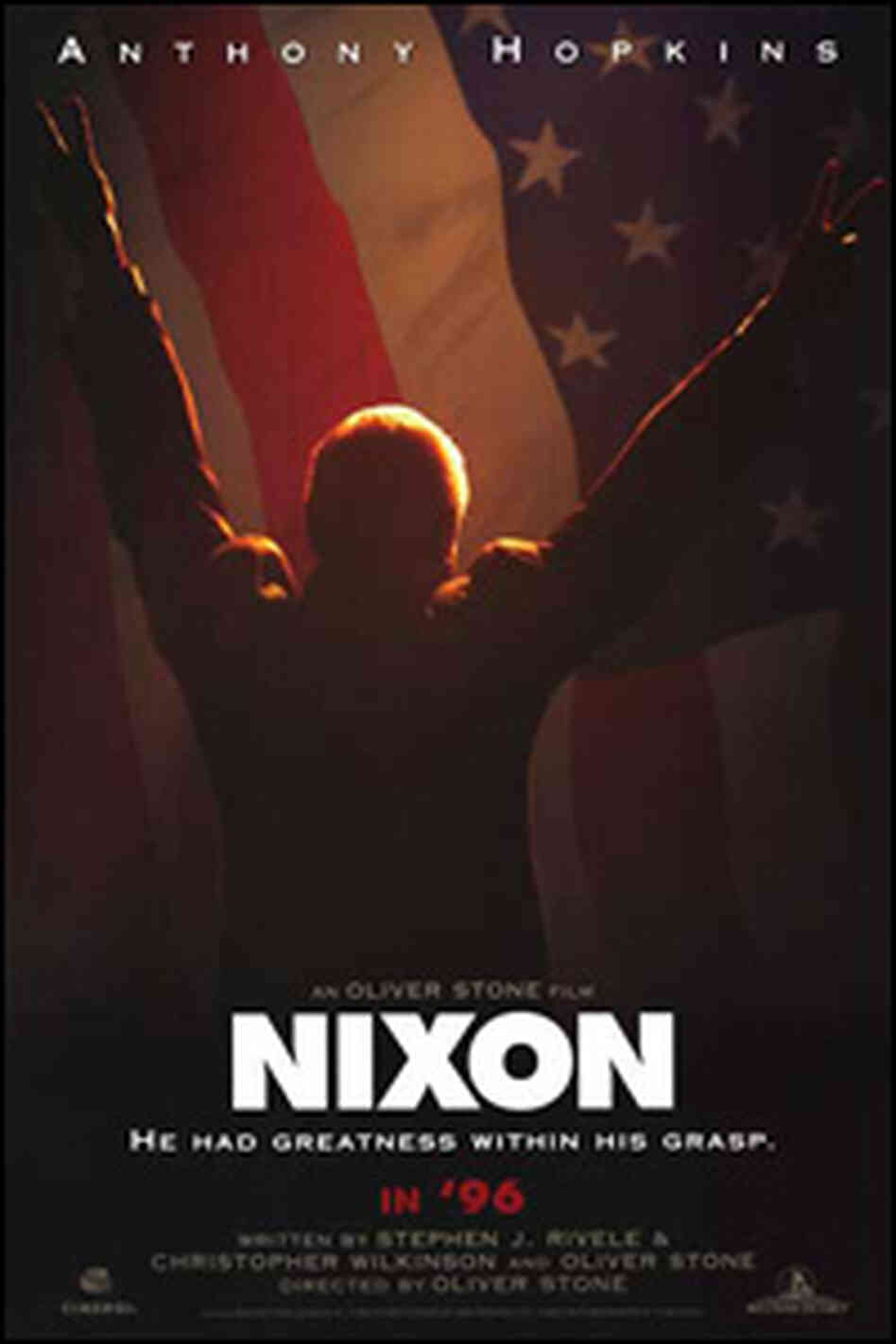 Anthony Hopkins on the cover of a poster for 'Nixon.' Anthony Hopkins on the cover of a poster for 'Nixon.'