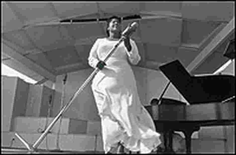 Mahalia Jackson performs.