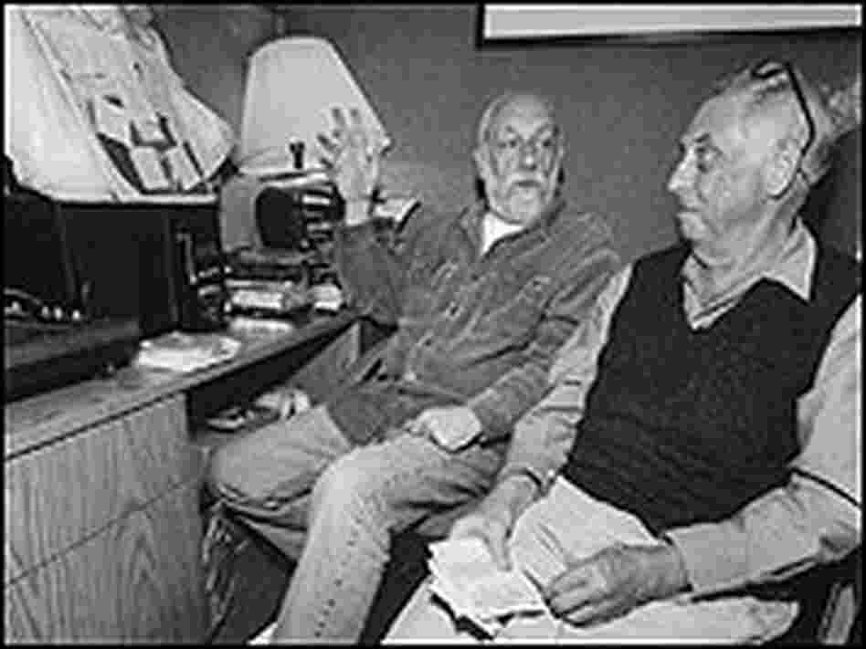 Joel Dorn and Lee Friedlander, surrounded by recording equipment.