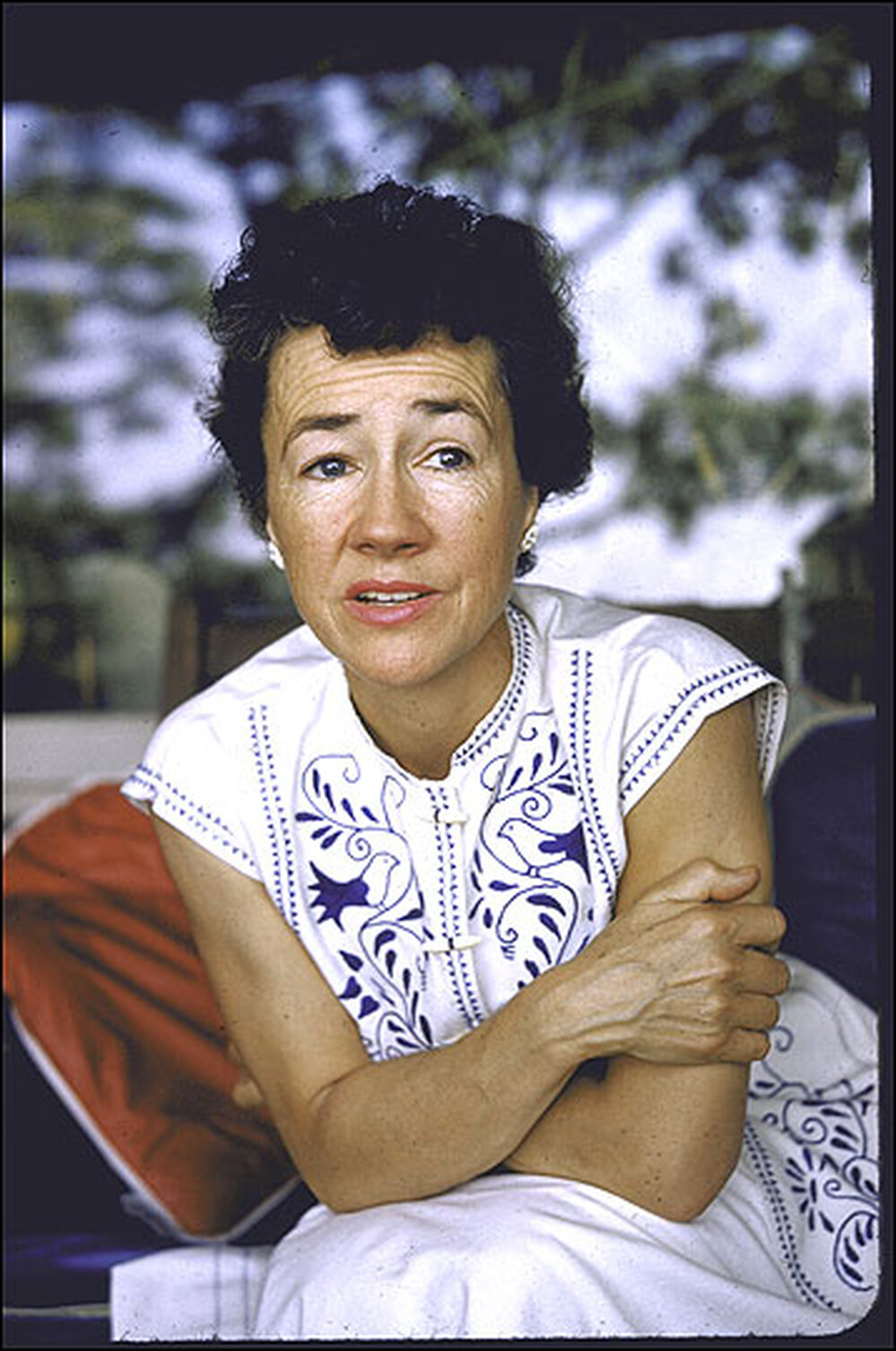 Anne Morrow Lindbergh photographed at home in Darien, Conn., in 1956.