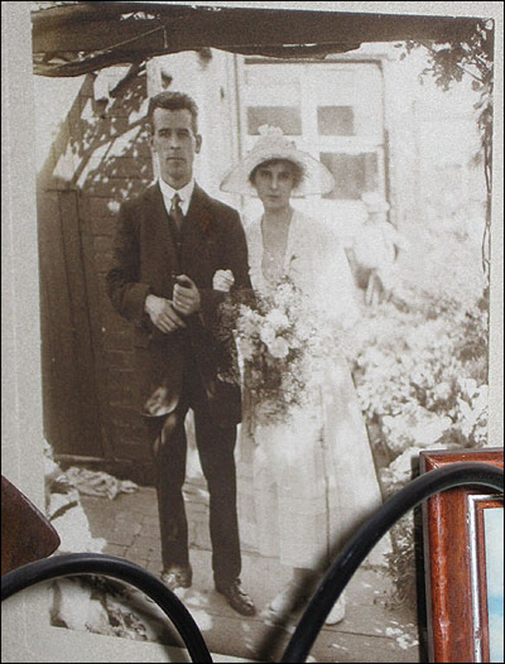 A wedding photo of Gladys Rogers and Thomas Bittel.
