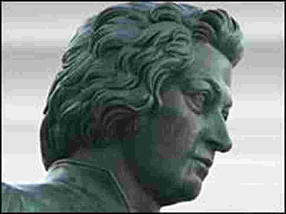Statue of Wolfgang Amadeus Mozart in Salzburg, Jan. 26