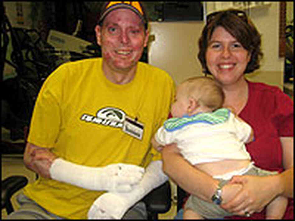 Army Sgt. Joe Fowler with his wife, Leslie, and son Shane at Brooke Army Medical Center in San Anton Army Sgt. Joe Fowler with his wife, Leslie, and son Shane at Brooke Army Medical Center in San Anton