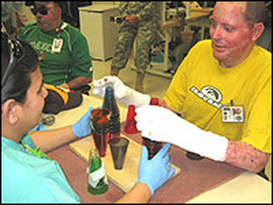 Fowler during a physical therapy session. Fowler during a physical therapy session.