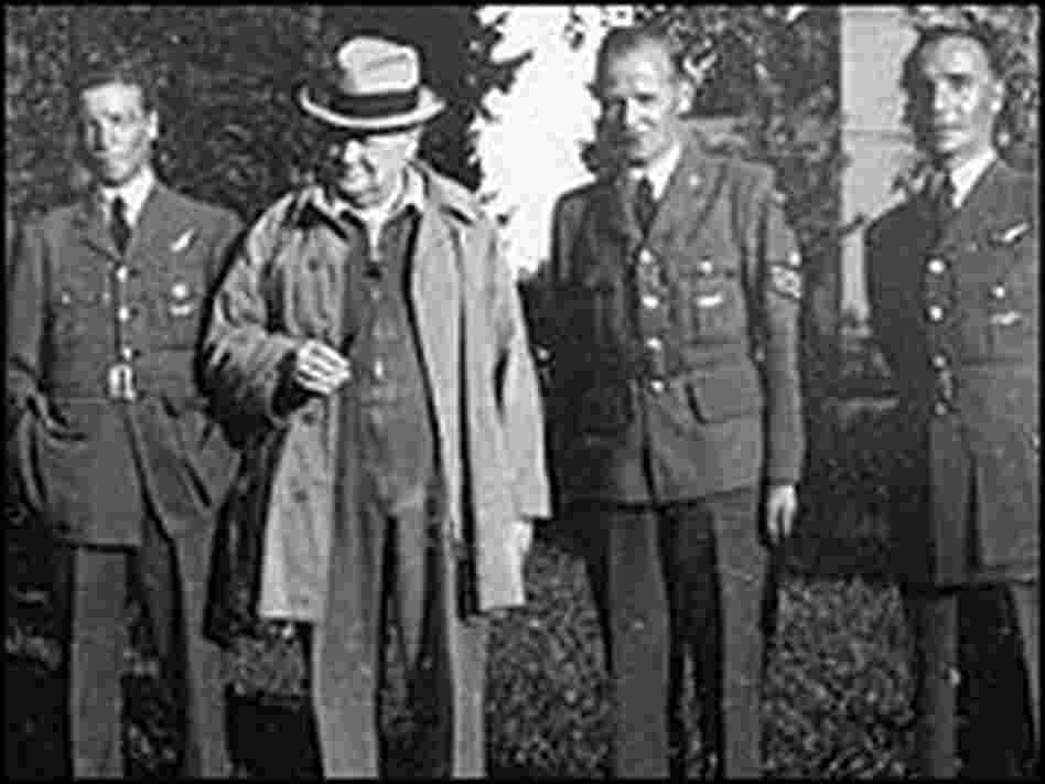 From left, Jack Allaway, Bill Foxley, Claude Allen and Ricky Rix with British  Prime Minister Winsto
