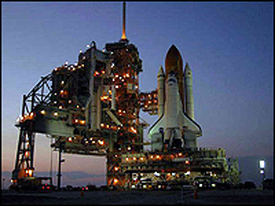 Discovery on the launch pad at the Kennedy Space Center, Cape Canaveral, Fla. Discovery on the launch pad at the Kennedy Space Center, Cape Canaveral, Fla.