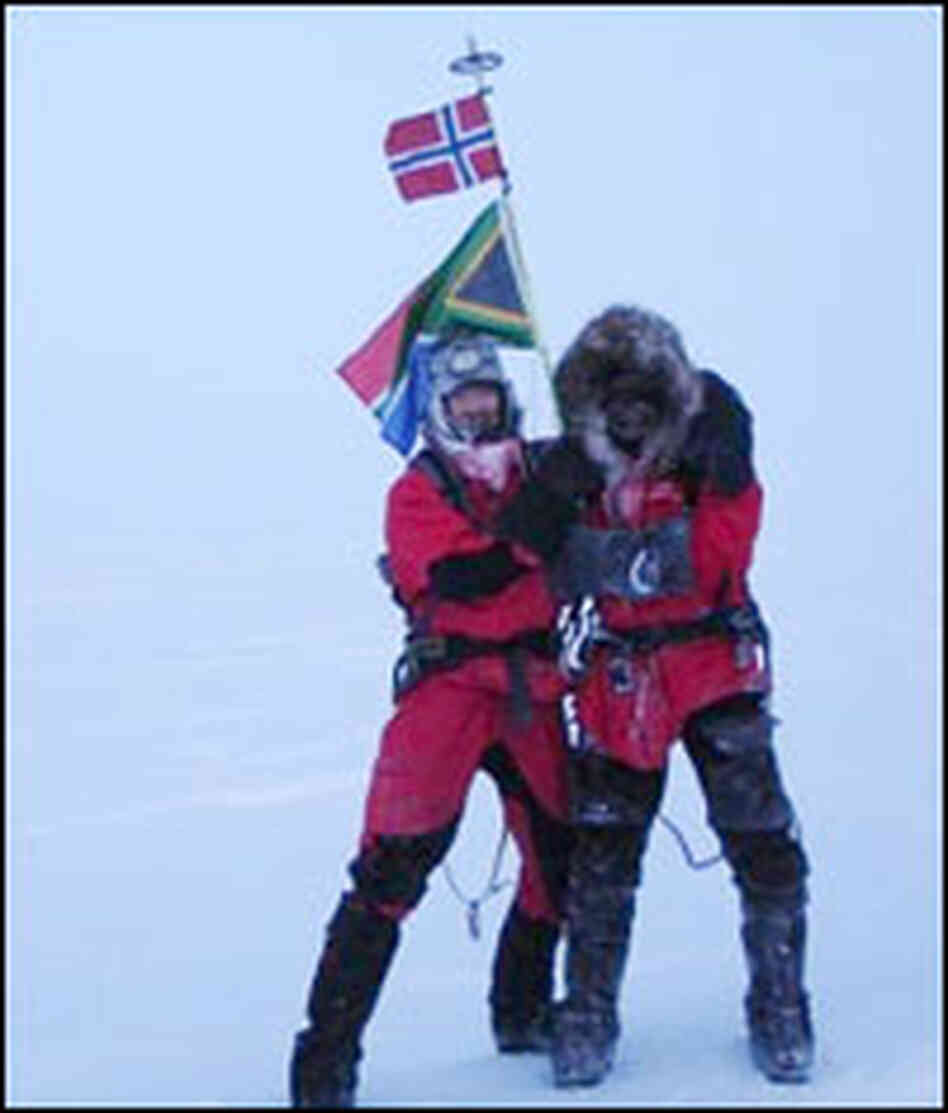 Mike Horn and Borge Ousland reach the North Pole. Mike Horn and Borge Ousland reach the North Pole.