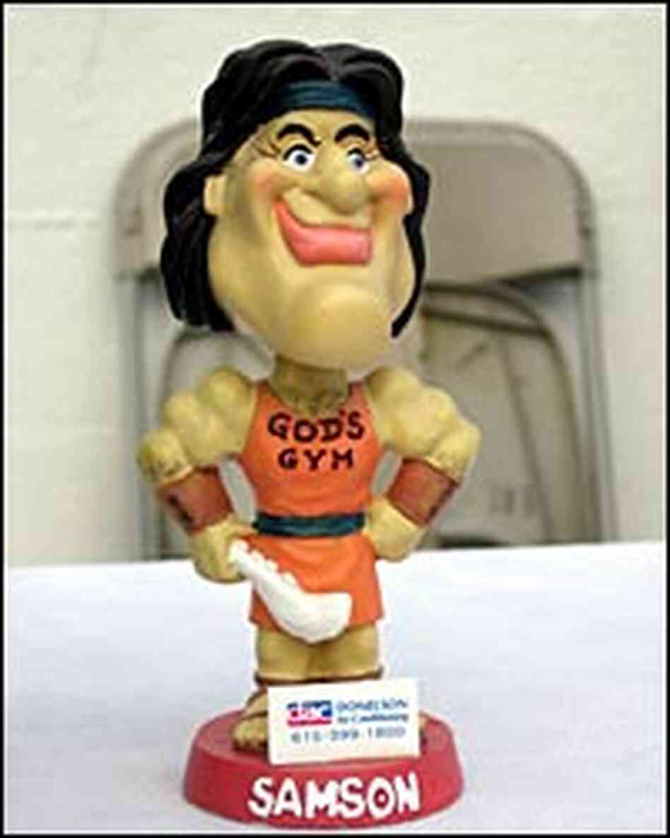 A bobble-head doll of the biblical character Samson A bobble-head doll of the biblical character Samson