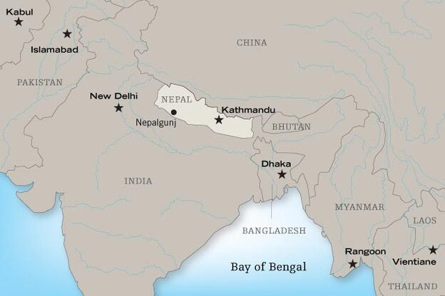 Map of Nepal, India