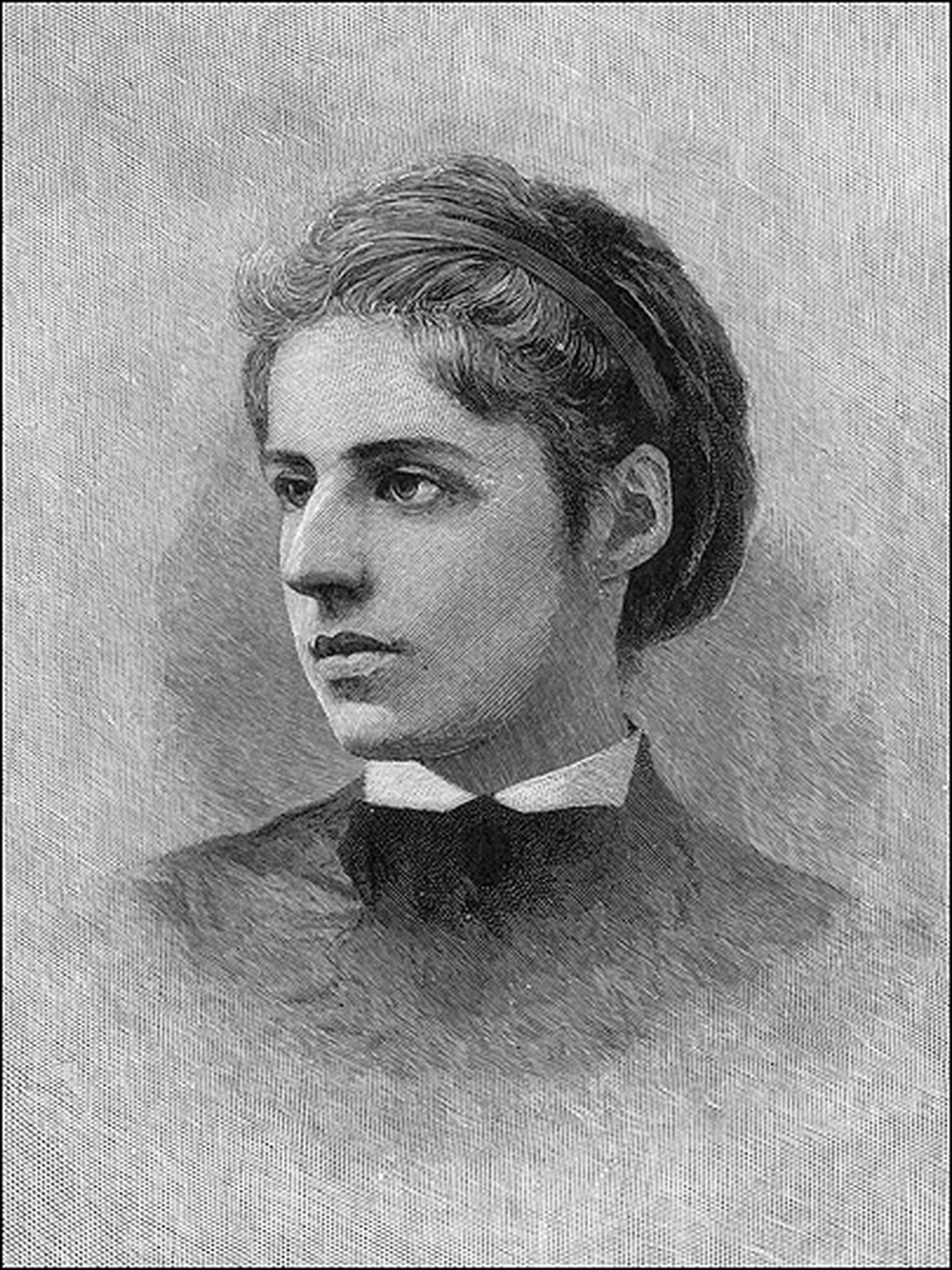This sketch of Emma Lazarus was made in about 1880, when she was about 30 years old. The poet lived