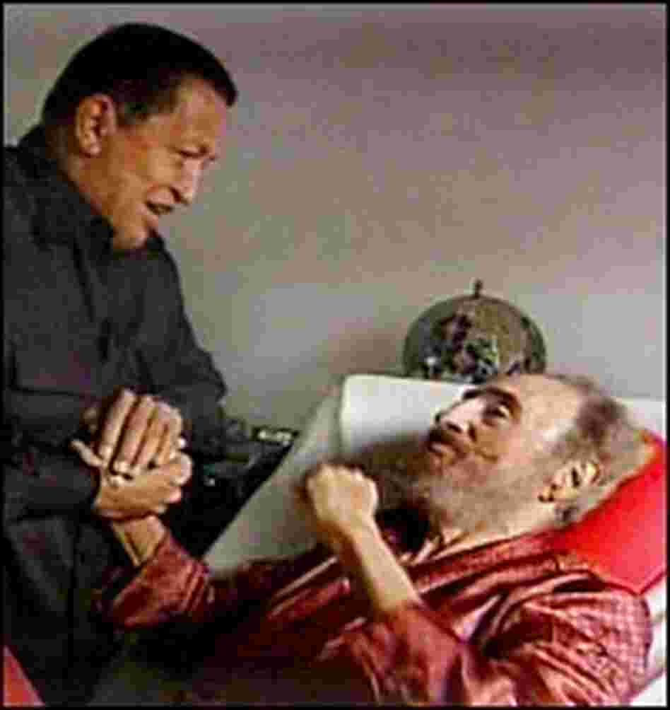 Fidel Castro greets Venezuelan President Hugo Chavez Fidel Castro greets Venezuelan President Hugo Chavez