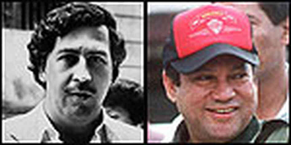 Left: Pablo Escobar. Photo: Corbis; Right: Gen. Manuel Noriega; Photo: DSK/AFP/Getty Images