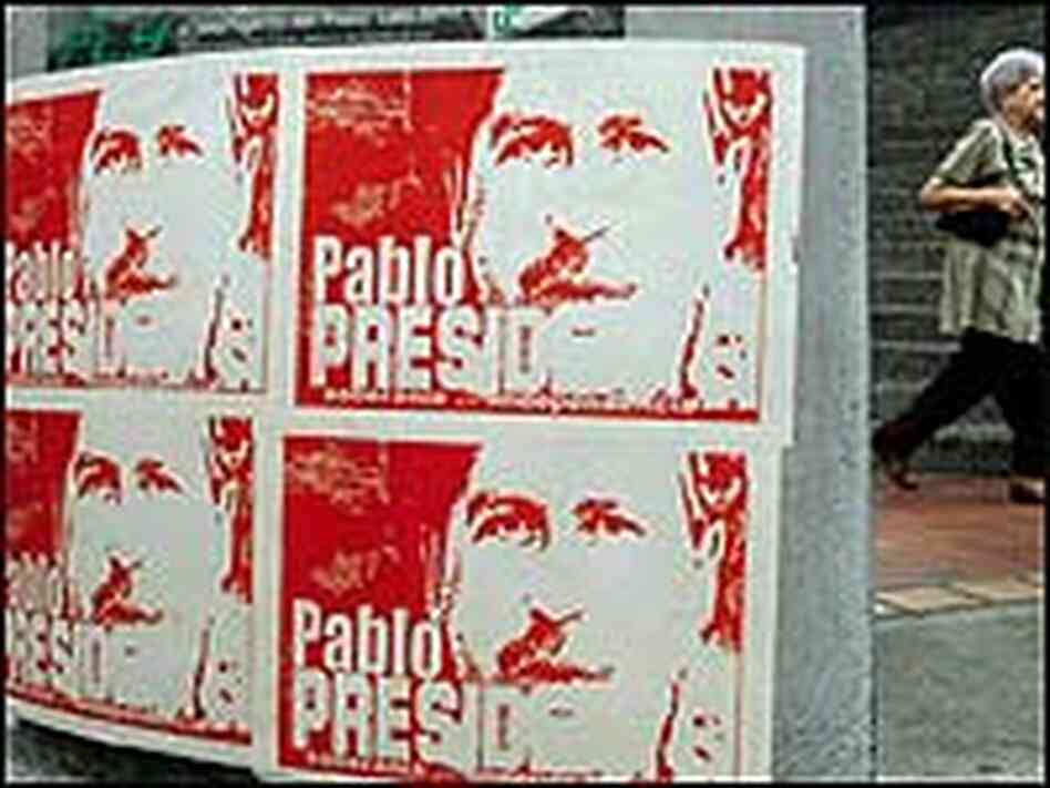 Posters with the portrait of late leader of Colombian drug cartel Pablo Escobar Posters with the portrait of late leader of Colombian drug cartel Pablo Escobar