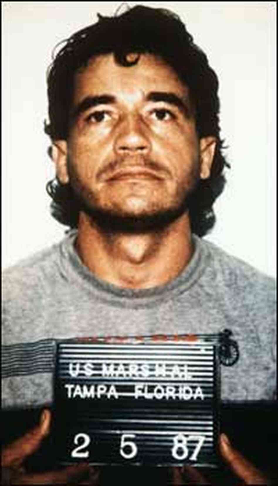 Mug shot of Carlos Lehder, a former Colombian politician accused of heading a drug smuggling ring. Mug shot of Carlos Lehder, a former Colombian politician accused of heading a drug smuggling ring.