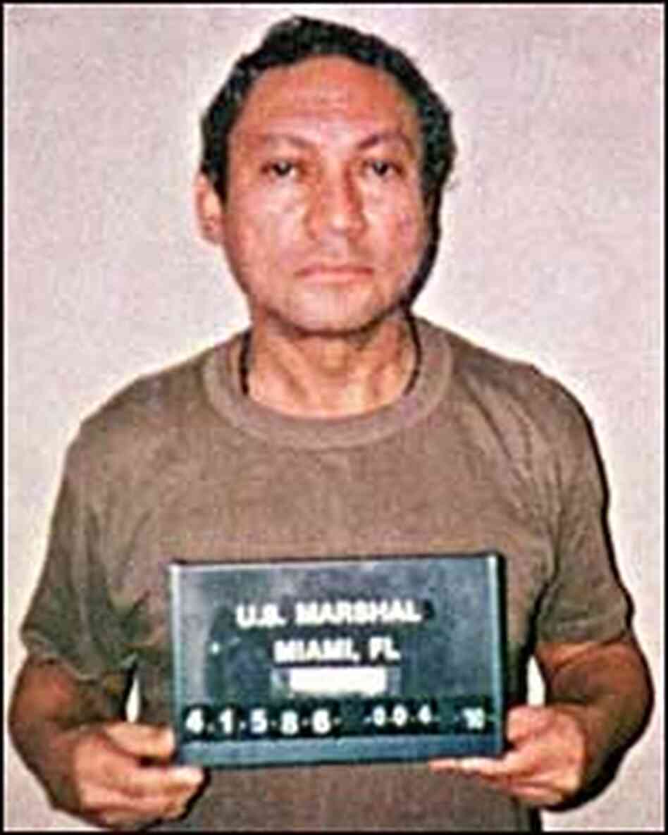Mug shot of Panamanian General Manuel Noriega after his surrender to the DEA. Mug shot of Panamanian General Manuel Noriega after his surrender to the DEA.