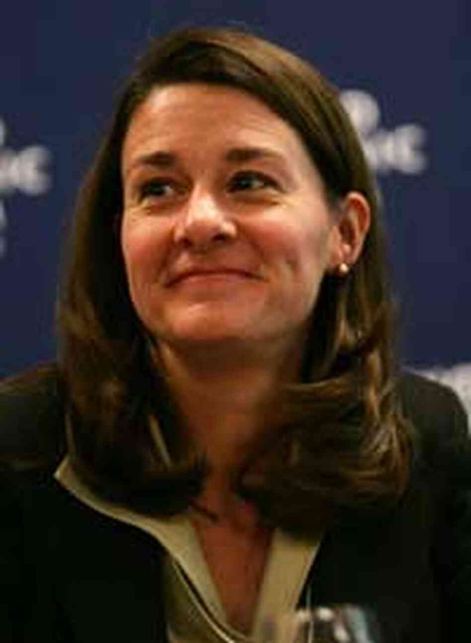 Melinda Gates attends a session at the World Economic Forum in January. Melinda Gates attends a session at the World Economic Forum in January.