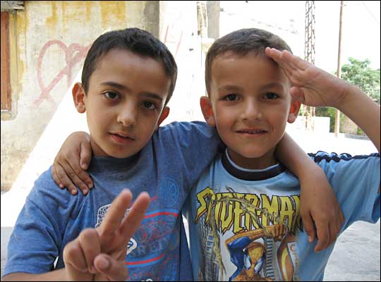 Eight-year-old Ali Samir Shalhoub and his 5-year-old cousin, Hassan Mohammed Shalhoub