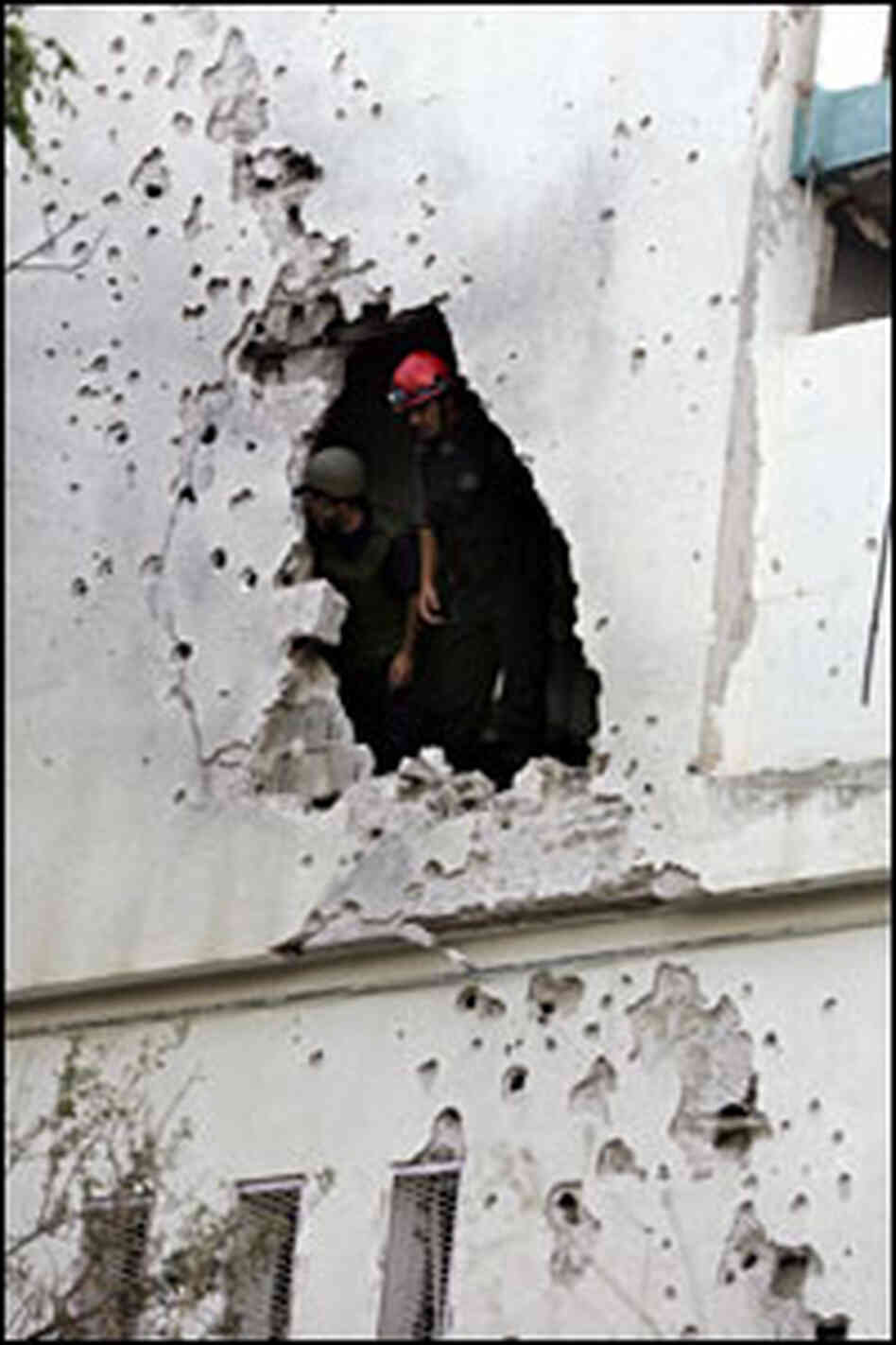 A damaged school