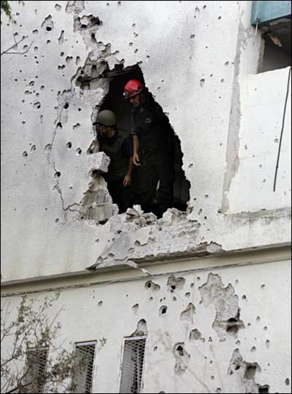 A damaged school