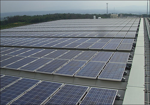 Solar panels at a Kyocera factory.