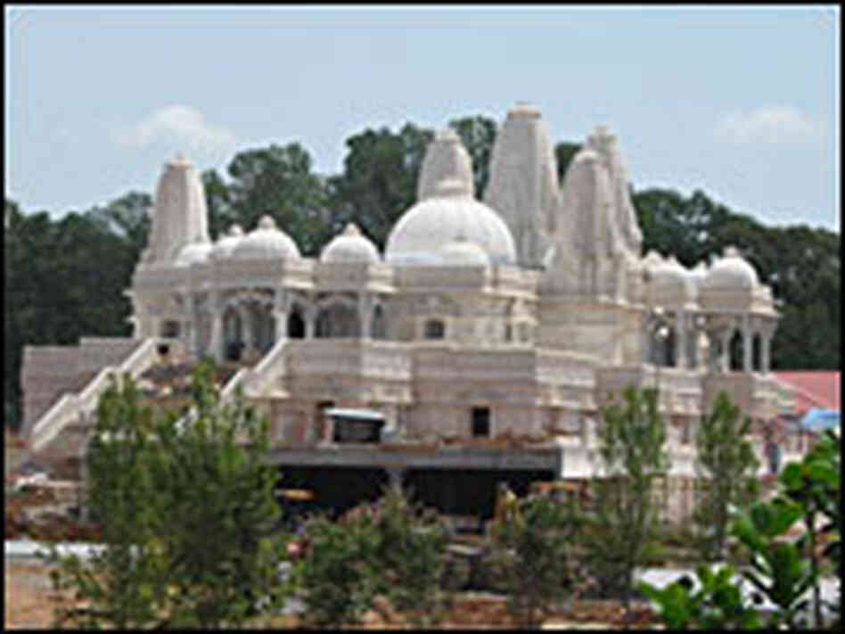 A full view of the Hindu temple