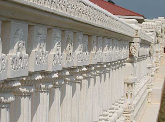 A close up of the railing