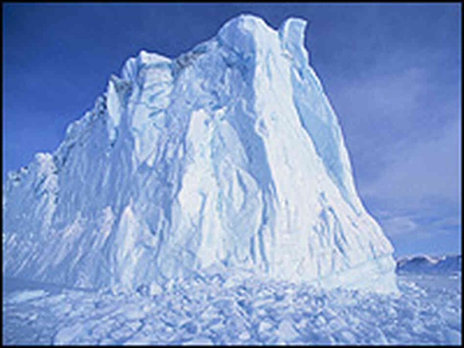 A glacier remnant in Baffin Bay in northwest Greenland. A glacier remnant in Baffin Bay in northwest Greenland.