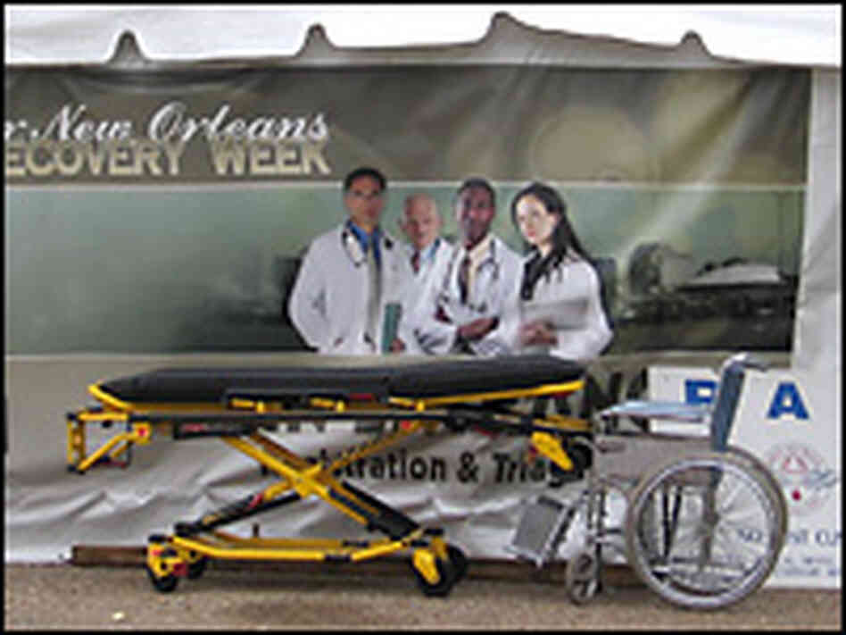 Tents at Medical Recovery Week. Credit: Noah Adams, NPR.