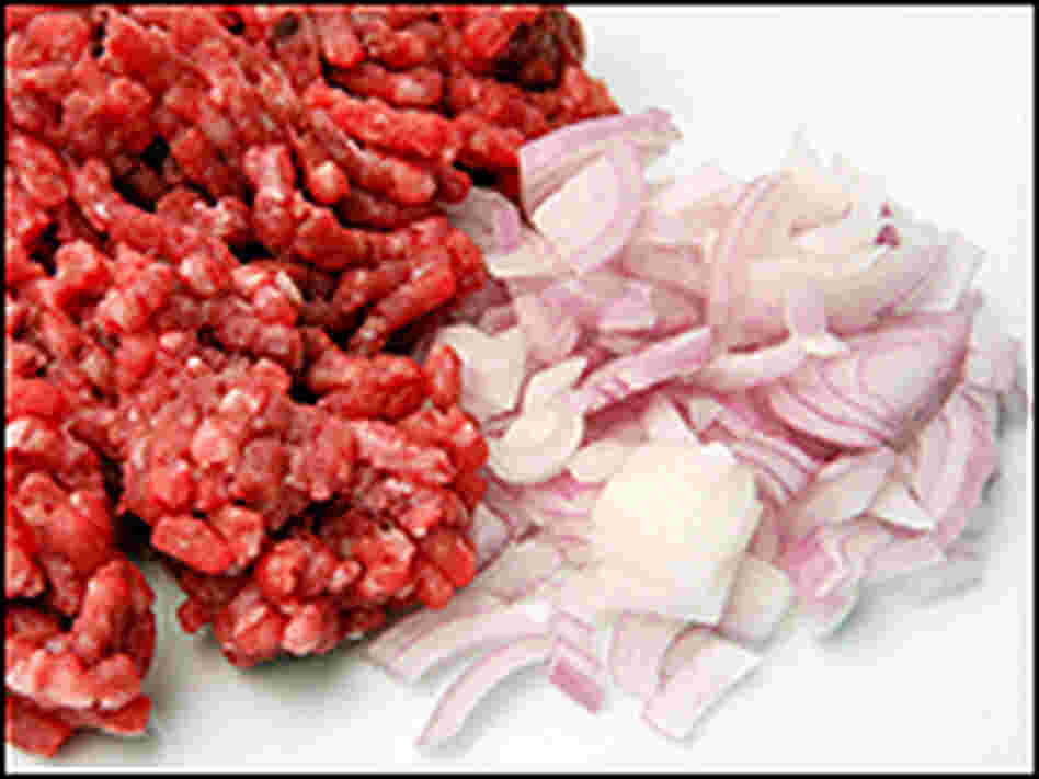 Ground beef and onion. Ground beef and onion.