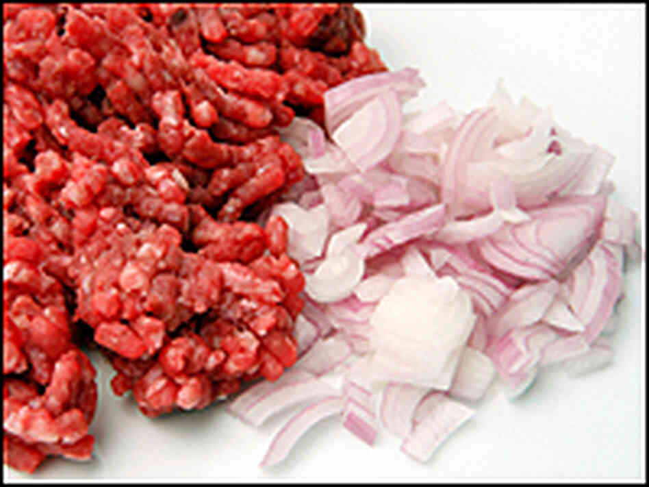 Ground beef and onion. Ground beef and onion.