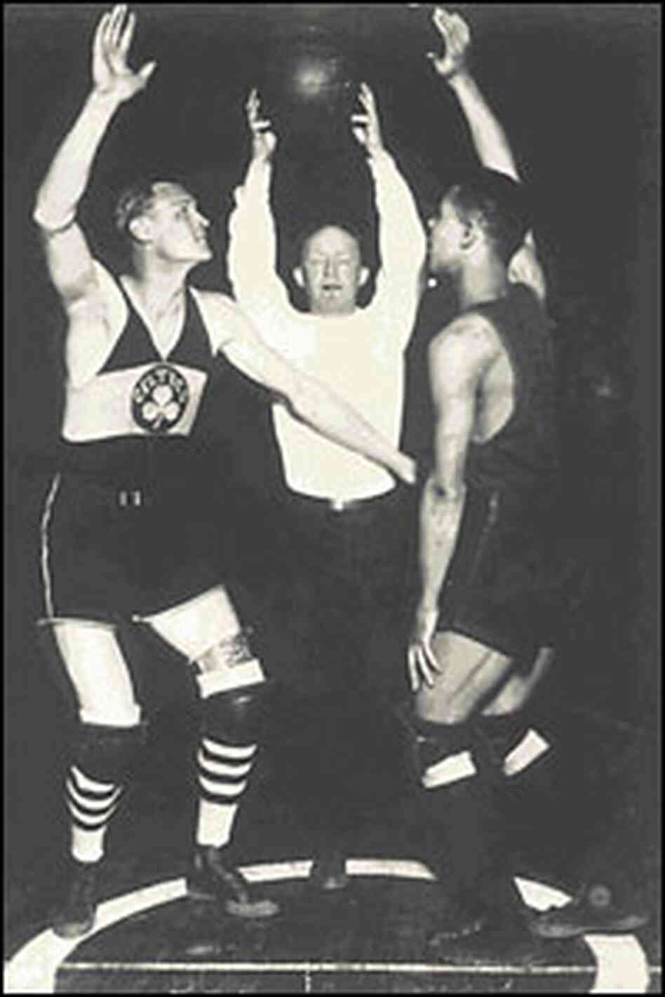 First Jump Ball Between a White Man and a Black man